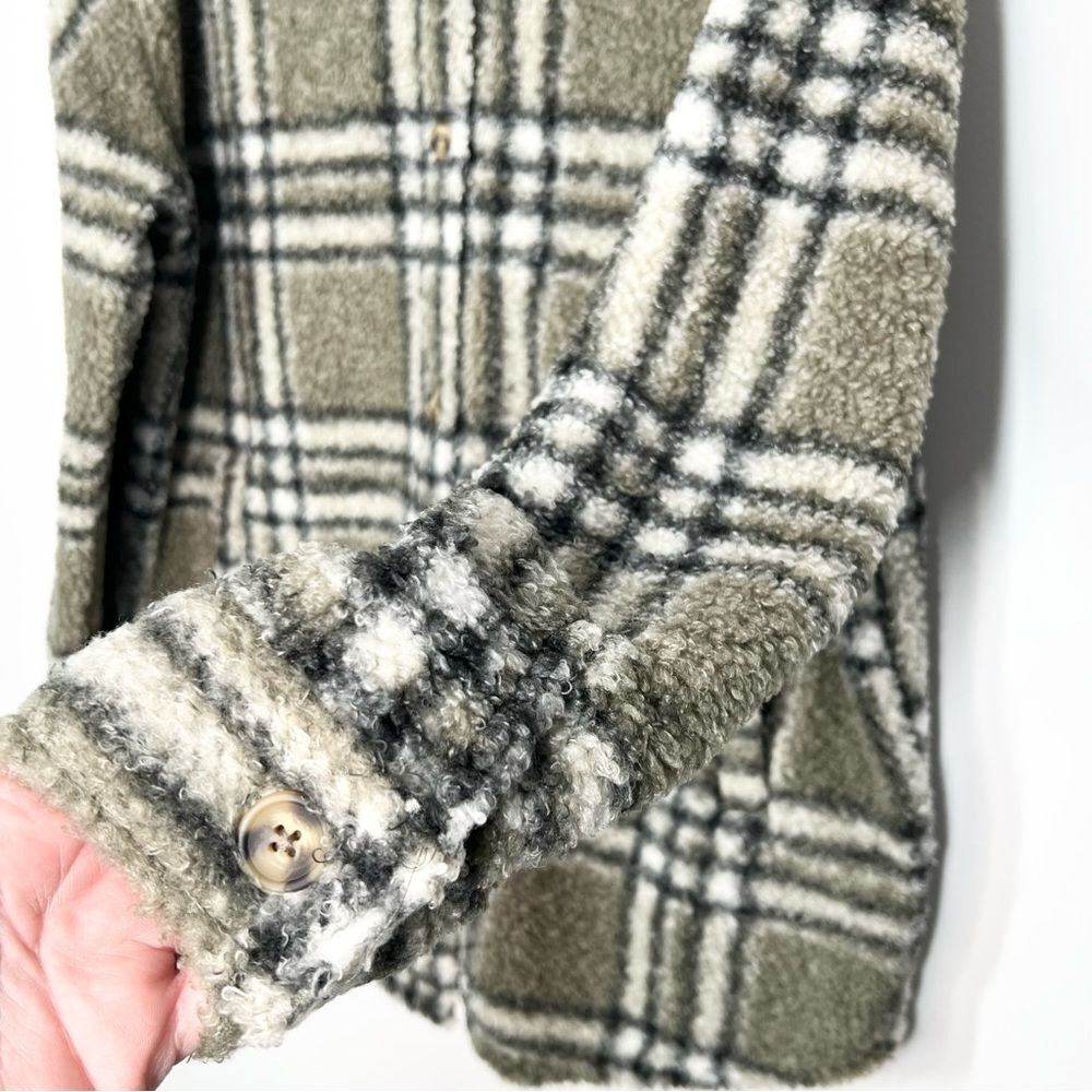 NWT Berkley Jensen Boucle Shacket Green Black Tan Plaid XXL - Picture 5 of 11